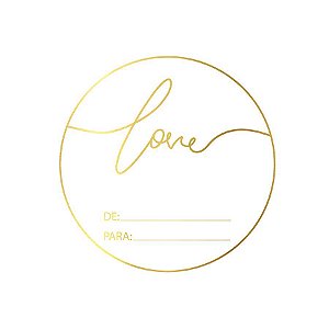 Adesivo "Love - De/para" - Ref. 2021 - Hot Stamping - Dourado - 1 unidade Pct. c/ 50 unds. - Stickr - Rizzo
