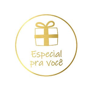 Adesivo "Especial pra Você" - Ref. 2022 - Hot Stamping - Dourado - 1 unidade Pct. c/ 50 unds. - Stickr - Rizzo