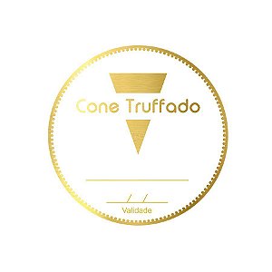 Adesivo "Cone Trufado com Validade" - Ref.2004 - Hot Stamping - Dourado - 50 unidades - Stickr - Rizzo