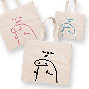 Sacola de Algodão Cru 45x45cm para Presente Personalizado Flork Meme - Joinha - 01 unidade - Rizzo