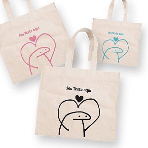 Sacola de Algodão Cru 30x40cm para Presente Personalizado Flork Meme - Apaixonado - 01 unidade - Rizzo