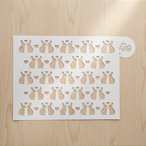 Stencil Lavável para Bolo - Tema Páscoa "Coelhinhos Apaixonados" - Sonho Fino - Rizzo