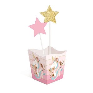 Kit Cachepot com Pick - Festa Unicórnio - 4 unidades - Cromus - Rizzo Festas