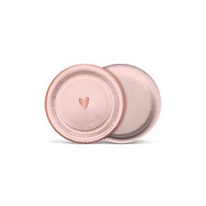 Prato Redondo Romântico Rose Gold - 18 cm - 8 unidades - Cromus -