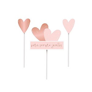 Kit Topo de Bolo Romântico Rose Gold  - 1 unidade - Cromus