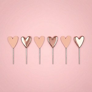 Pick Decorativo para Doces - Romântico - Rose Gold Sortidos - 12 unidades - Cromus - Rizzo