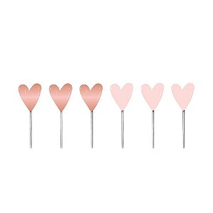 Pick Decorativo para Doces - Romântico - Rose Gold Sortidos - 12 unidades - Cromus - Rizzo