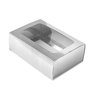 Caixa Gaveta com Visor Nº2 (8cm x 12cm x 4cm) Prata 10 unidades - Assk - Rizzo Embalagens