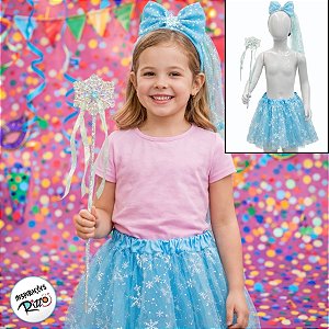 Kit Fantasia Carnaval - Princesa Gelo - Azul - Mod:609 - 01 unidade - Rizzo