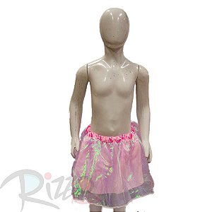 Saia Infantil Cetim - Rosa Bebê com Tule Furta cor - Mod:580 - 01 unidade - Rizzo