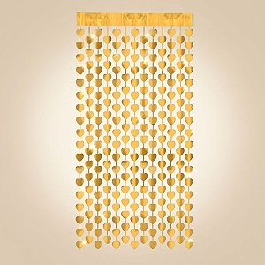 Cortina Decorativa de Coração Dourado Metalizado - 1 Unidade - Rizzo