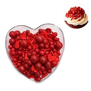 Mini Confeito - Sprinkles Vermelho - 50 gramas - Abelha Confeiteira - Rizzo