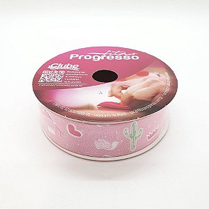 Fita de Cetim "Cordel Nordestino" - Cor 068 - Rosa - 22 mm x 10 m - 1 unidade - Fitas Progresso - Rizzo