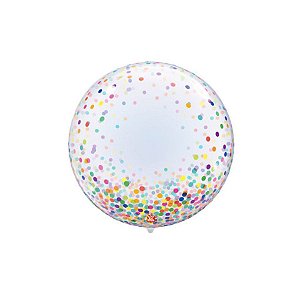 Balão Bolha Confetti Mesclado - 1 unidade - 61cm (24'') - Balões São Roque - Rizzo