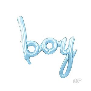 Balão Microfoil Escrita Boy Azul 3D  - 1 unidade - 85cm (33'') - Balões São Roque - Rizzo