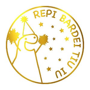 Adesivo Flork - "Repi Bardei Tiu Iu" - Ref.2080 - Dourado - 50 unidades - Stickr - Rizzo Balões