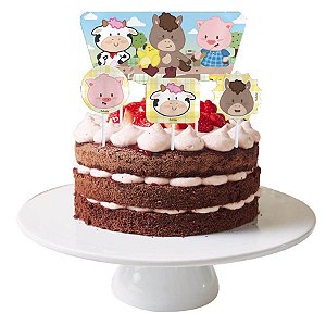 Topper para Bolo  Festa Fazendinha - 4 Unidades - Festcolor - Rizzo