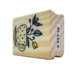 Carimbo de Madeira Artesanal Xícara com Flores - RI155 P - 1 unidade - Rizzo Balões