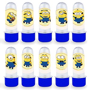 Mini Tubete Lembrancinha Festa Minions 2 - 8cm - 20 unidades - Azul - Rizzo Balões