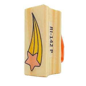 Carimbo de Madeira Artesanal - Estrela Cadente - Cod.RI-142 - Rizzo - 1 unidade - Rizzo Balões
