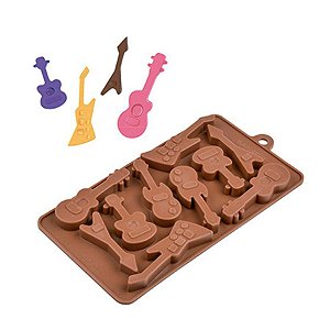 Molde De Silicone Chocolate - Guitarras - FT154 - 1 unidade - Silver Plastic - Rizzo