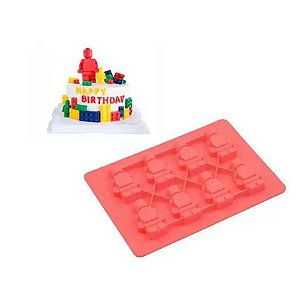 Molde De Silicone Chocolate - Lego - FT139 - 1 unidade - Silver Plastic - Rizzo