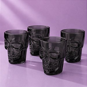 Copo de Shot Halloween - Caveira Preto - 55ml - 4 unidades - Rizzo