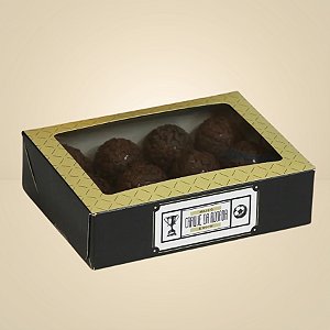 Caixa para Doces tipo Practice com Visor Preto e Bege com Visor - "Craque da Rodada" - 12 doces - 10 unidades - Ideia -