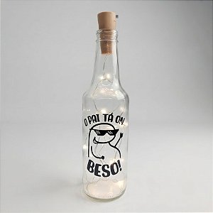 Garrafa de Vidro com Rolha Led - Pai Tá On...Beso - Flork - 01 unidade - Rizzo