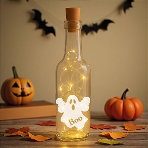 Garrafa de Vidro com Rolha Led - Fantasma - Halloween - 01 unidade - Rizzo
