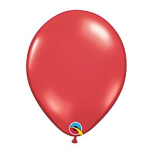 Balão de Festa Látex Liso Sólido - Ruby Red (Vermelho Rubi) - Qualatex - Rizzo