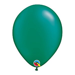Balão de Festa Látex Liso Pearl (Perolado) - Esmerald Green (Verde Esmeralda) - Qualatex - Rizzo Balões