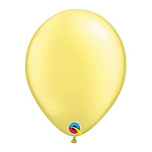 Balão de Festa Látex Liso Pearl (Perolado) - Lemon Chiffon (Limão Chiffon) - Qualatex - Rizzo