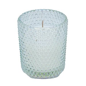 Vela Aromática em Porta Velas de Bolinhas - Transparente Perolada - 1 unidade - Cromus - Rizzo