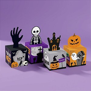 Caixa para Lembrancinha Quadrada do Halloween Sortidas - 10 unidades - Cromus - Rizzo