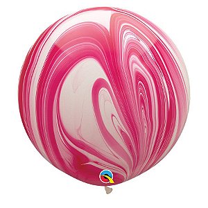 Balão Gigante Decorado 3ft (90 cm) - Red & White Superagate (Vermelho e Branco) - 2 Un - Qualatex - Rizzo Balões