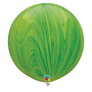 Balão Gigante Decorado 3ft (90 cm) - Green Superagate (Arco-íris Verde) - 2 Un - Qualatex - Rizzo Balões