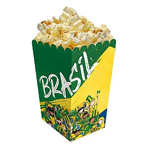 Caixa de Pipoca Grande - Brasil Copa do Mundo - 8 unidades - Festcolor