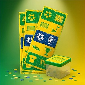 Adesivo Decorativo Quadrado Brasil Copa do Mundo - 30 unidades - Festcolor