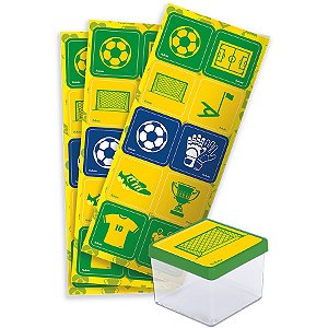 Adesivo Decorativo Quadrado Brasil Copa 2022 - 30 unidades - Festcolor