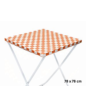Toalha Plástica Cobre Manchas Perolizada - 78 x 78 cm - Xadrez Laranja - 10 unidades - CampFestas - Rizzo
