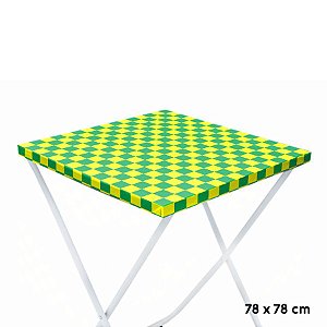 Toalha Plástica Cobre Manchas Perolizada - 78 x 78 cm - Xadrez Verde e Amarelo - 10 unidades - CampFestas - Rizzo