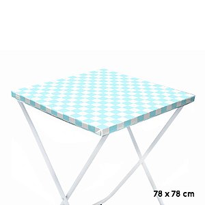 Toalha Plástica Cobre Manchas Perolizada - 78 x 78 cm - Xadrez Azul Claro - 10 unidades - CampFestas - Rizzo