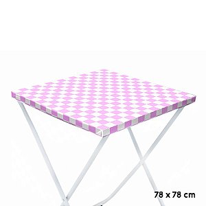 Toalha Plástica Cobre Manchas Perolizada - 78 x 78 cm - Xadrez Rosa - 10 unidades - CampFestas - Rizzo