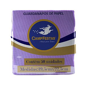 Guardanapo Crepado - 20 x 23 cm - Lilás - 50 unidades - CampFestas - Rizzo