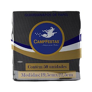 Guardanapo Crepado - 20 x 23 cm - Preto - 50 unidades - CampFestas - Rizzo