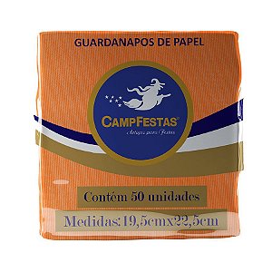 Guardanapo Crepado - 20 x 23 cm - Laranja - 50 unidades - CampFestas - Rizzo