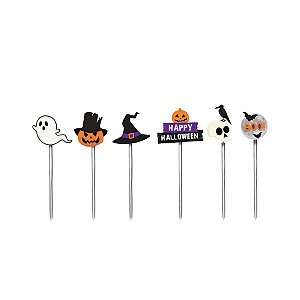Pick Decorativo para Doce - Halloween - Scary Night  - 12 unidades - Cromus - Rizzo