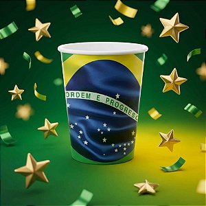 Copo de Papel - Bandeira Do Brasil - 240ml - 8 unidades - Cromus - Rizzo