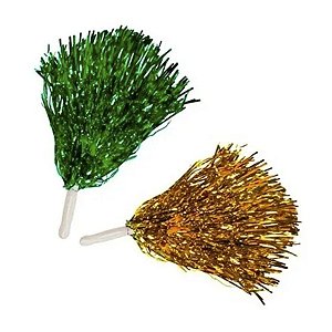 Pom Pom Metalizado - Verde e Ouro - 2 unidades - Rizzo